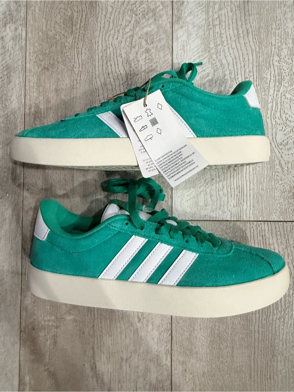 adidas Teal Green Suede Low-Top Sneakers with White Stripes